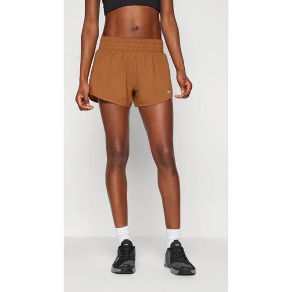 New Nike Womens XL Training Performance Shorts Brown Elastic Waist DX6010-281 - Picture 1 of 13